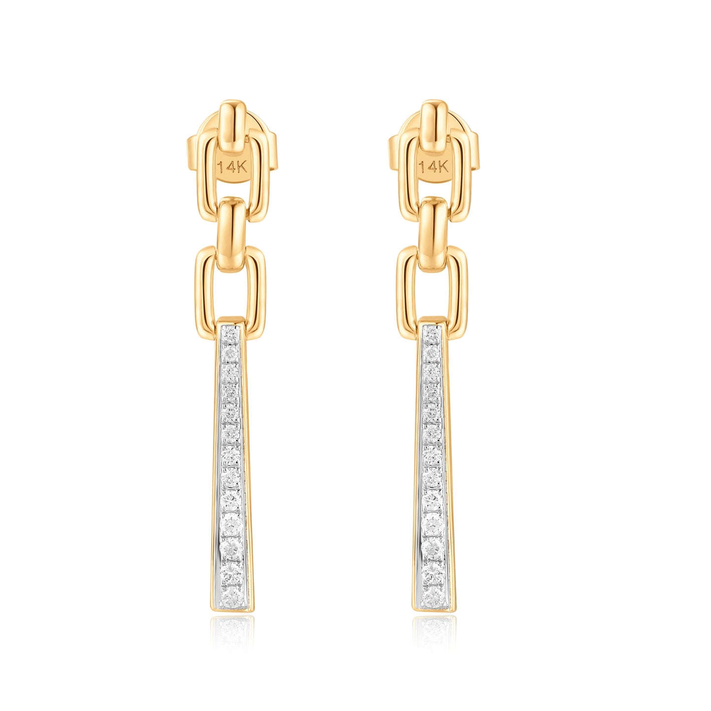 Carel 14K Chain Pave Diamond Earring