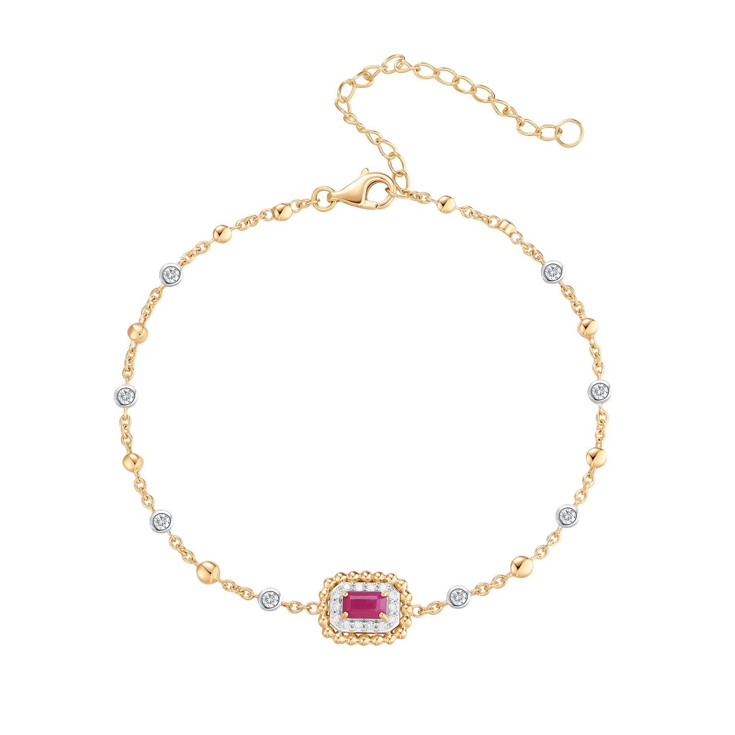Carel 14K Classic Ruby Emerald Cut Diamond Bracelet