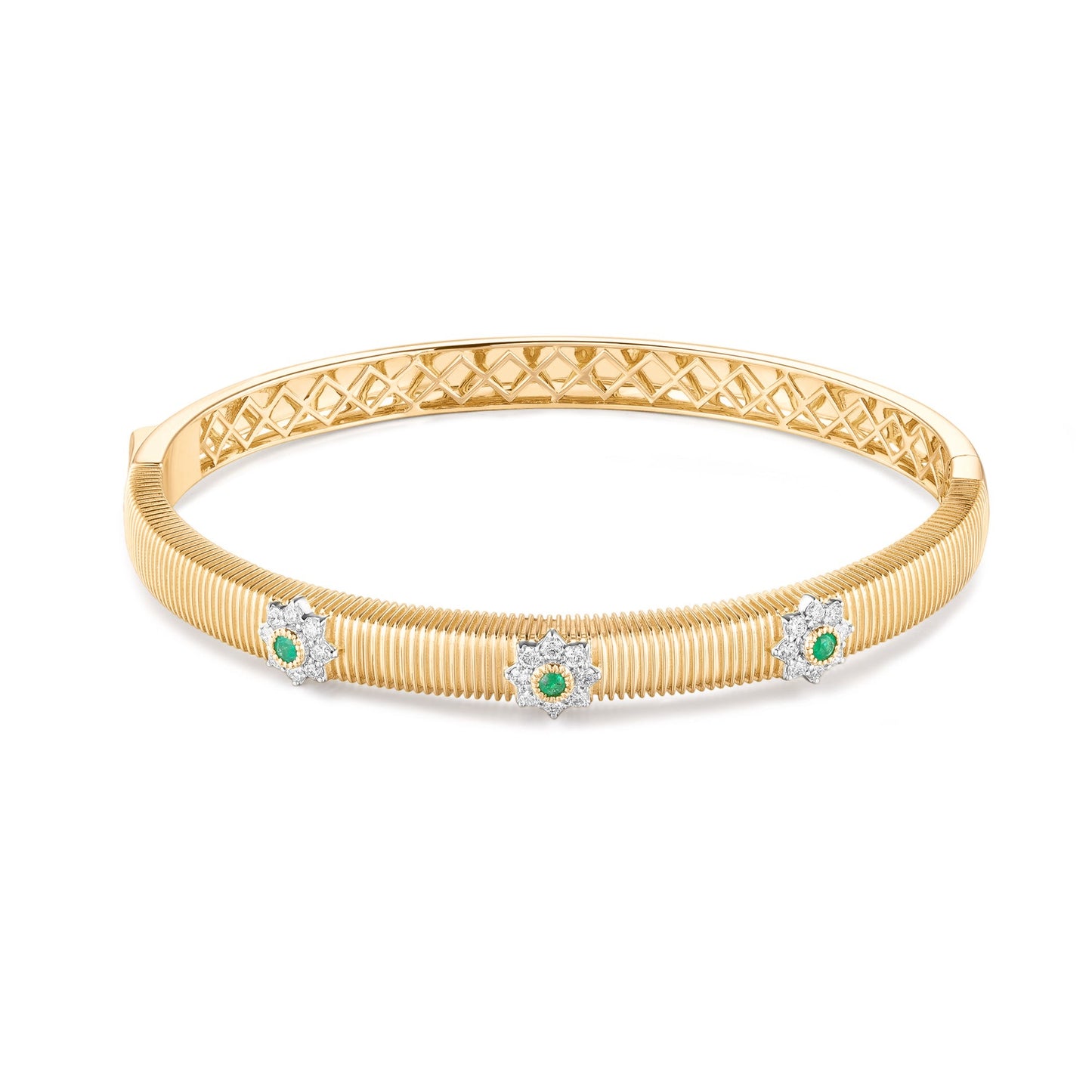 Carel 14K Emerald Flower Diamond Bangle