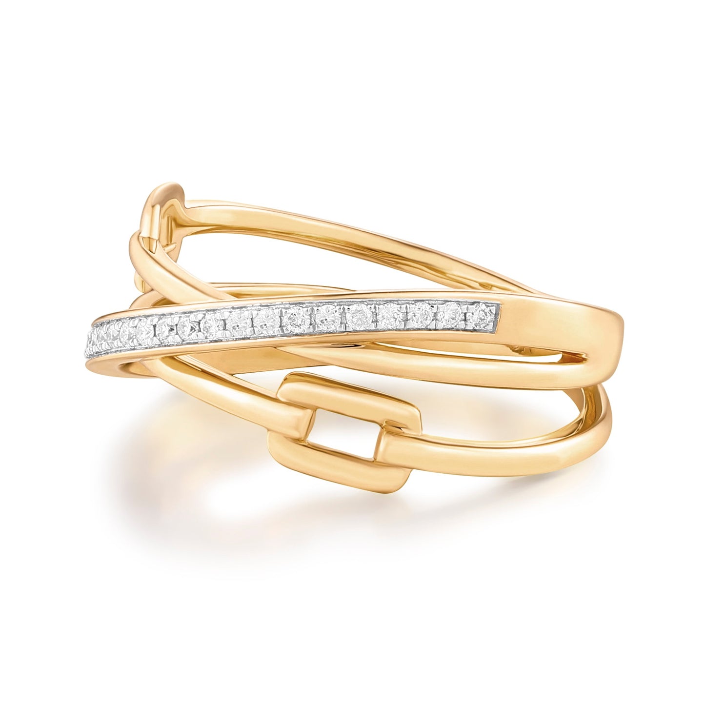 Carel 14K Chain Pave Diamond Ring