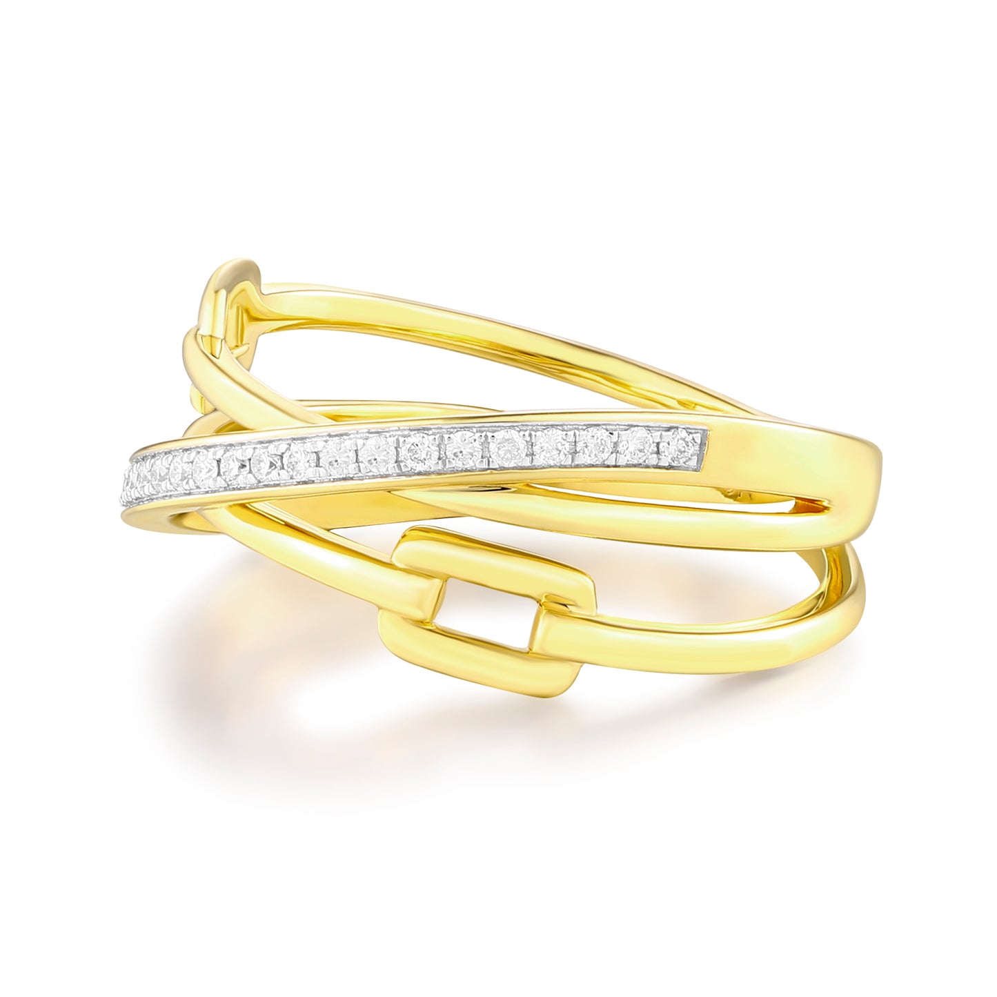 Carel 14K Chain Pave Diamond Ring