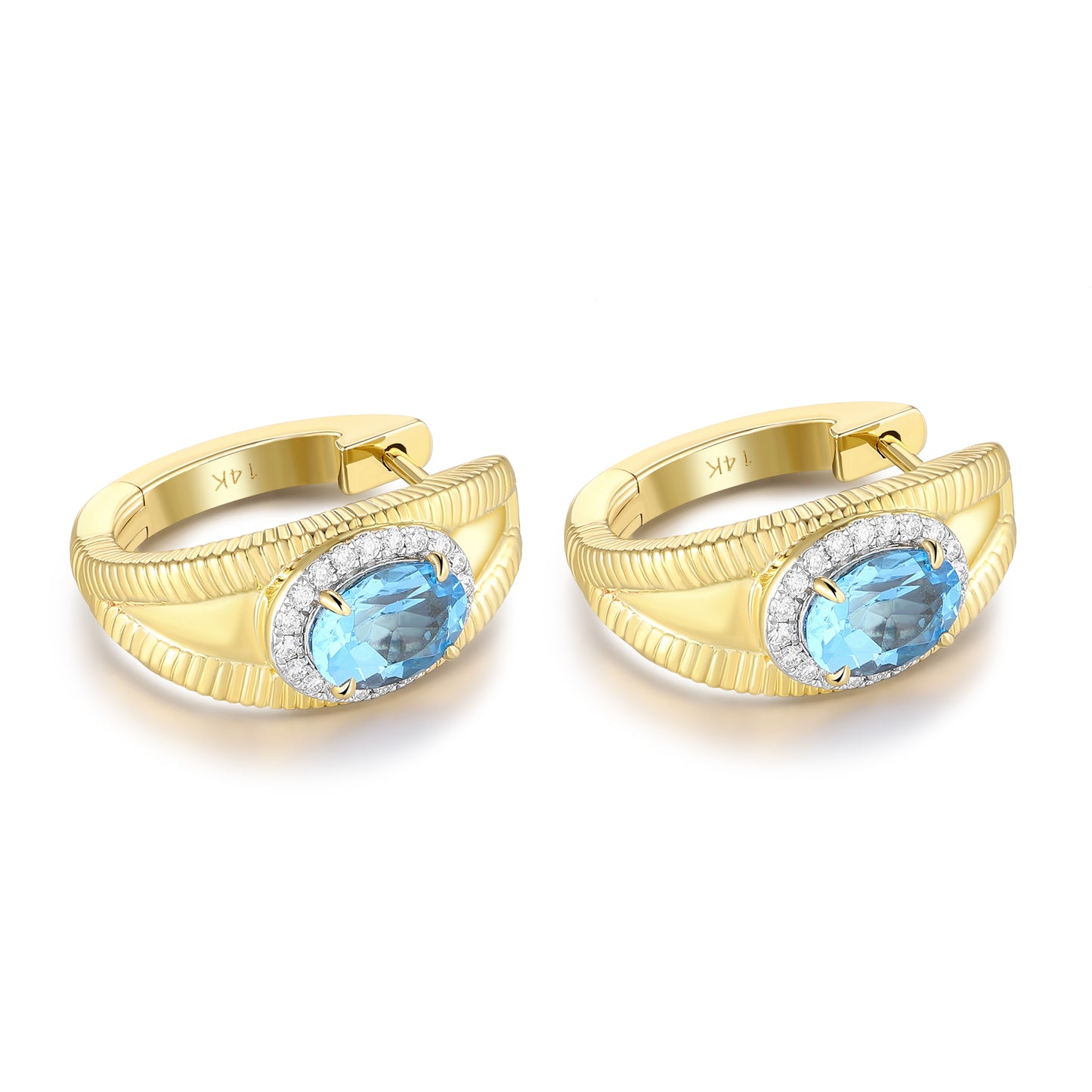 Carel 14K Blue Topaz Oval Cut Earring