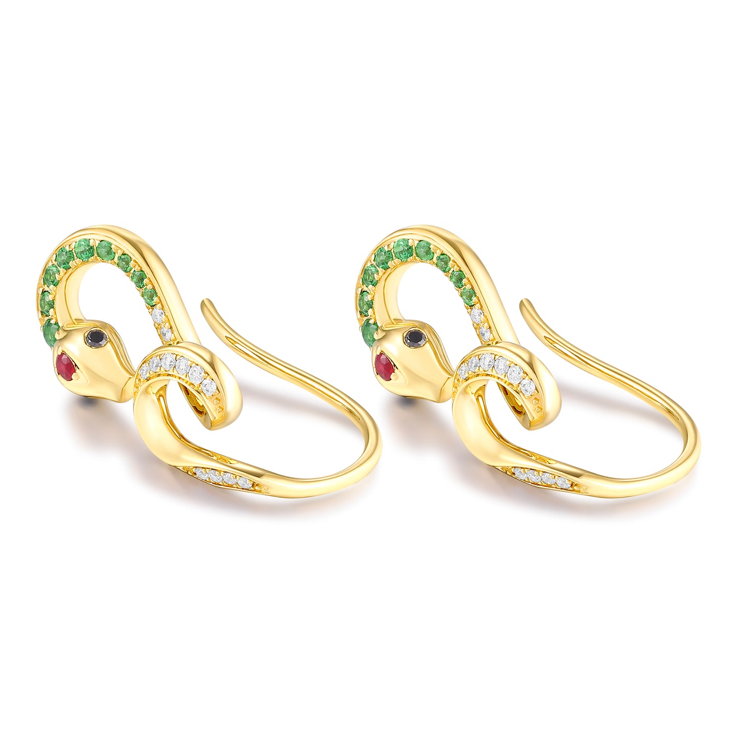 Carel 18K Green Snake Earring