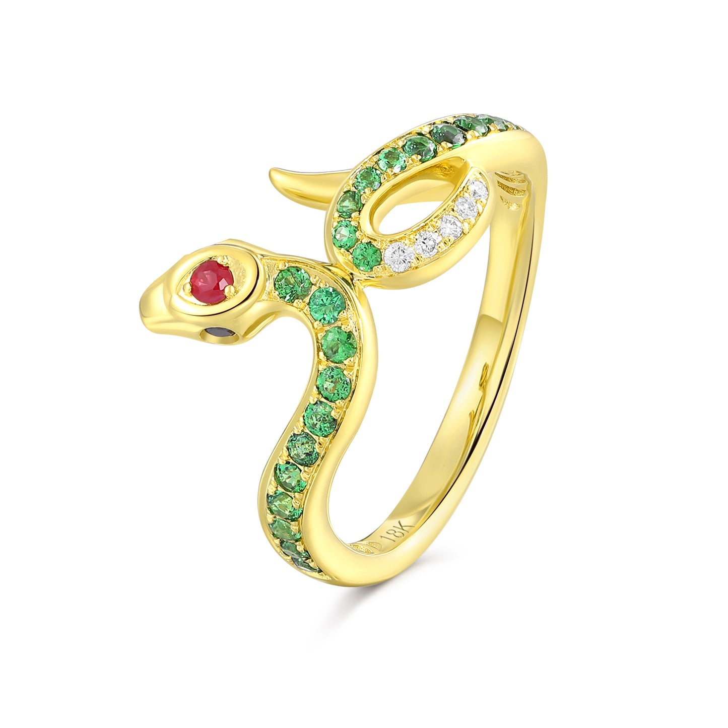 Carel 18K Emerald Snake Ring