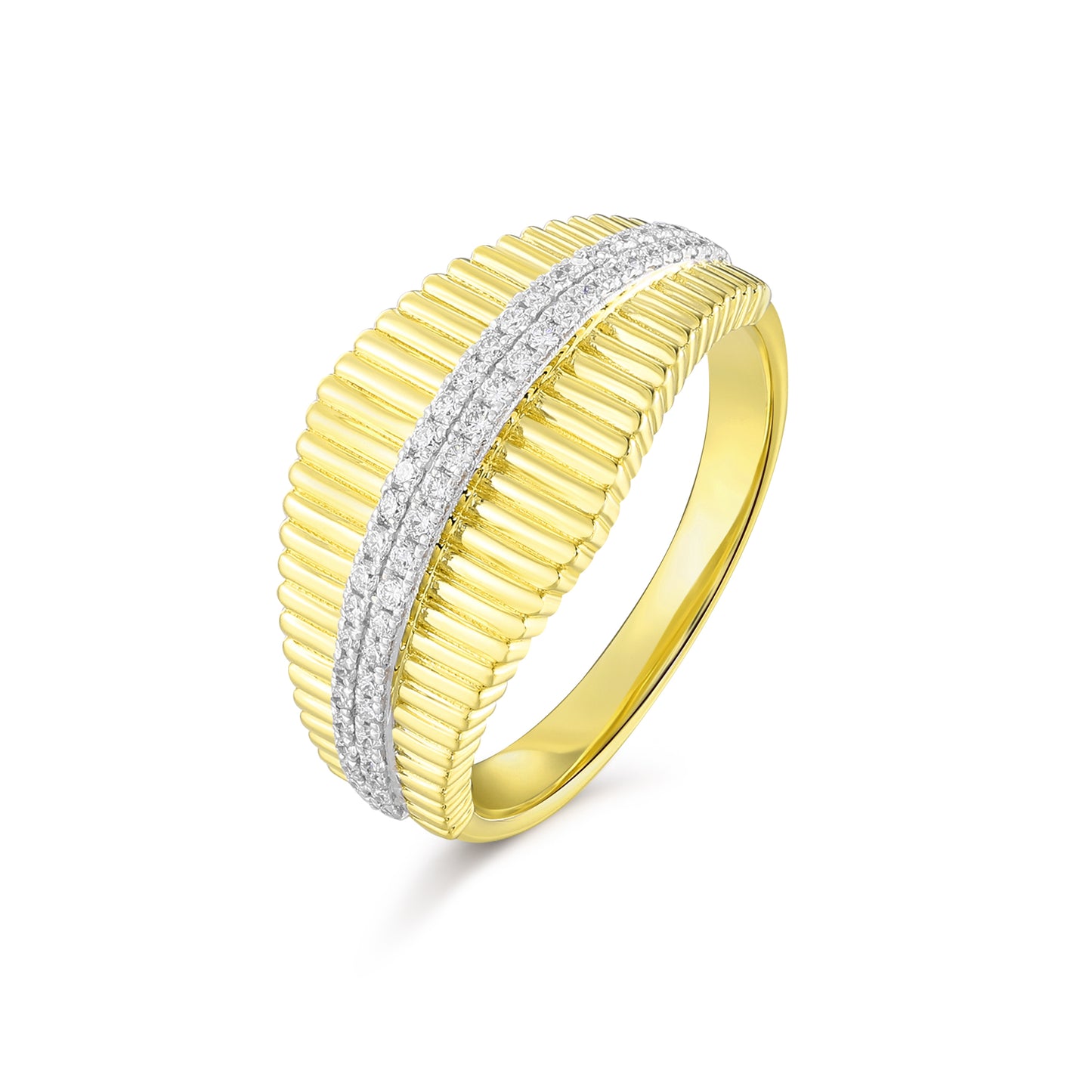 Carel 14K Stria Pave Diamond Ring