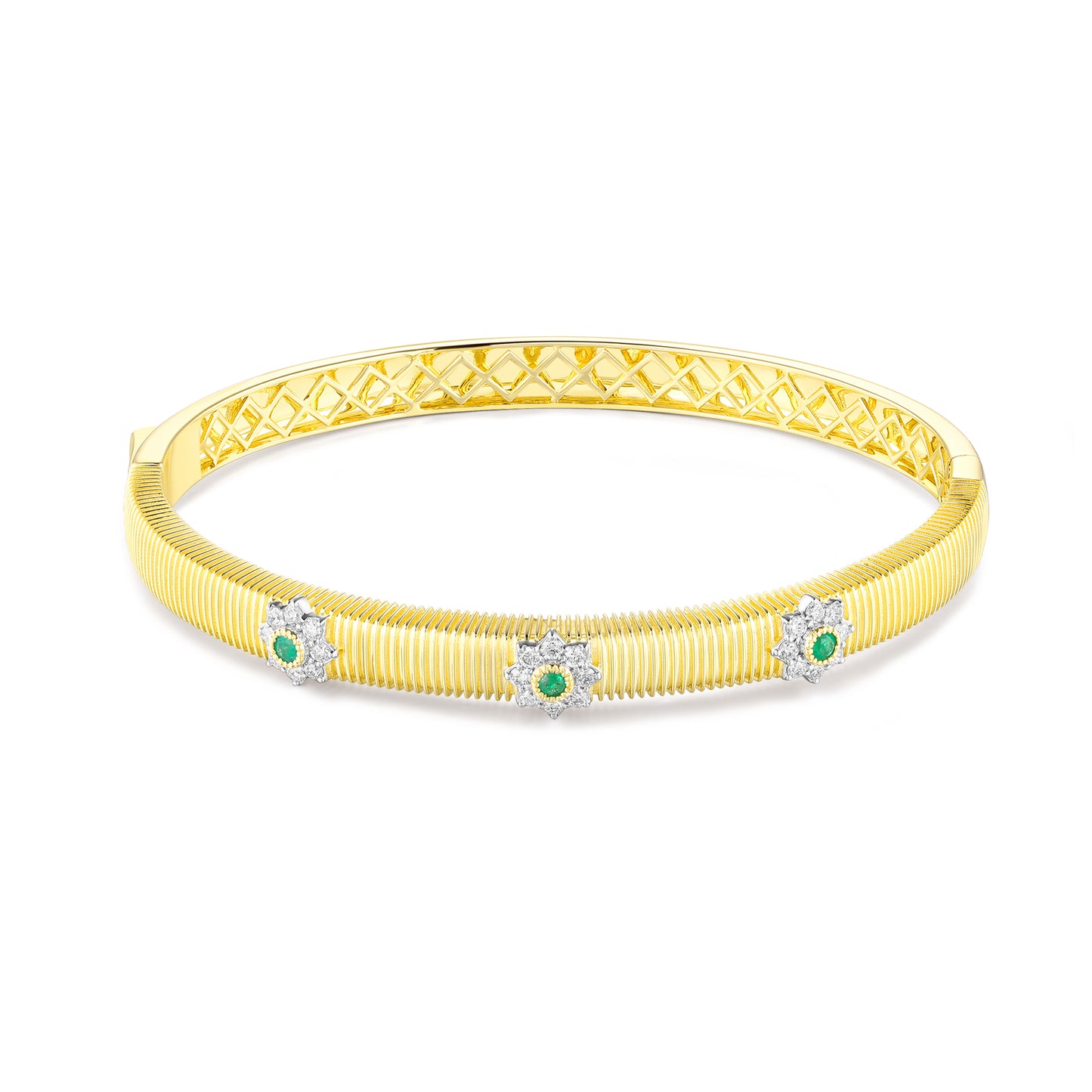Carel 14K Emerald Flower Diamond Bangle