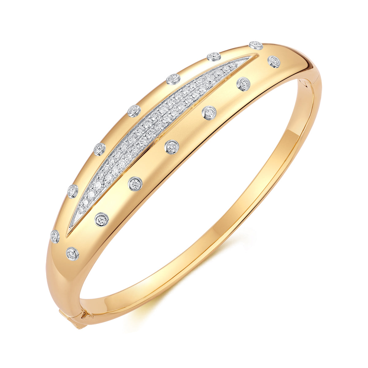 Carel 14K Leaf Pave Diamond Bangle