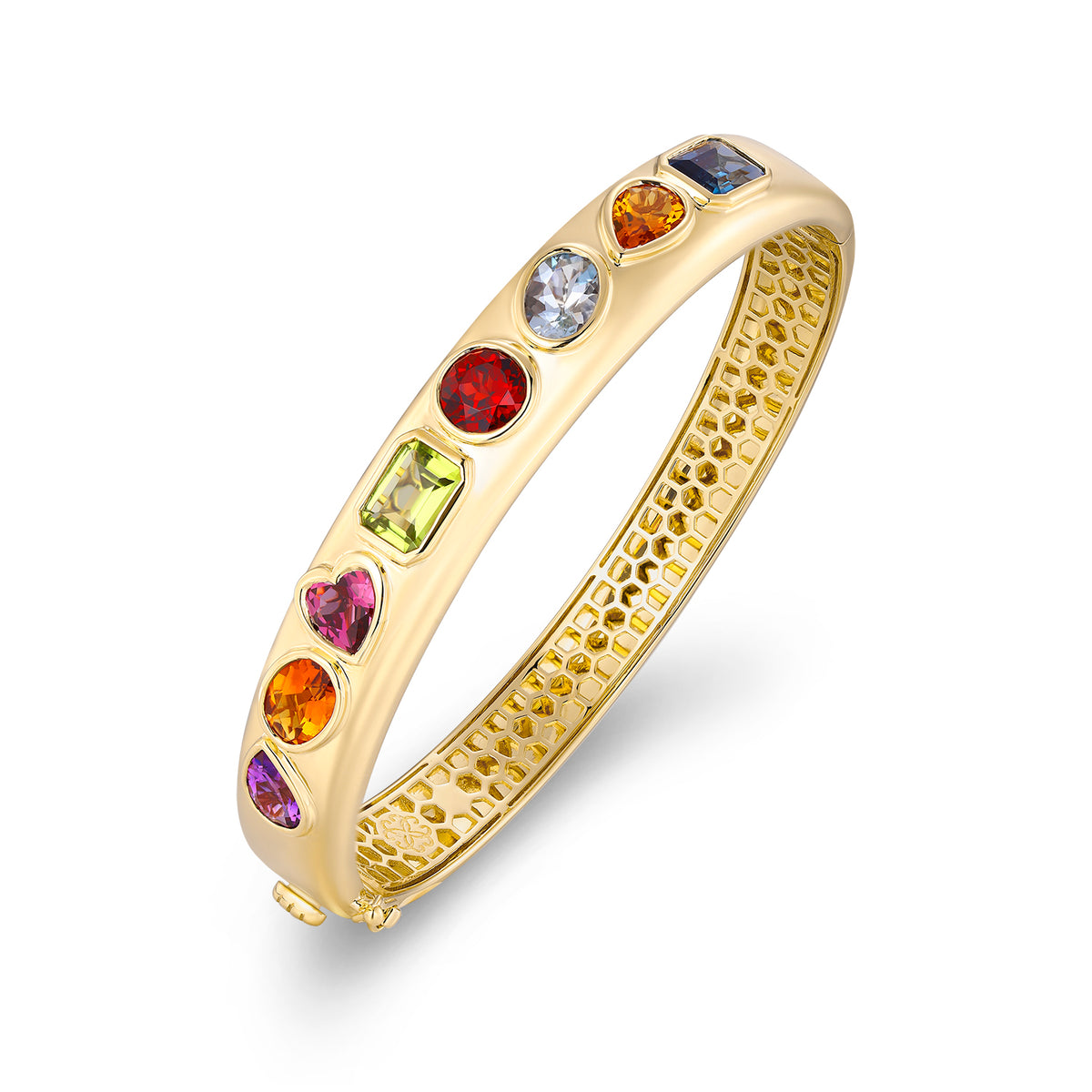 Carel 14K Colored Gemstone Diamond Bangle