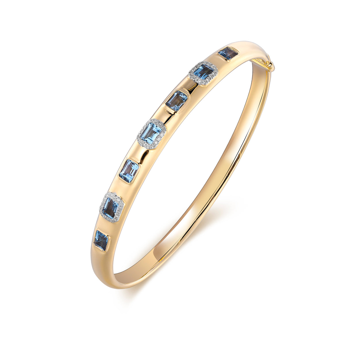 Carel 14K Aquamarine Diamond Bangle