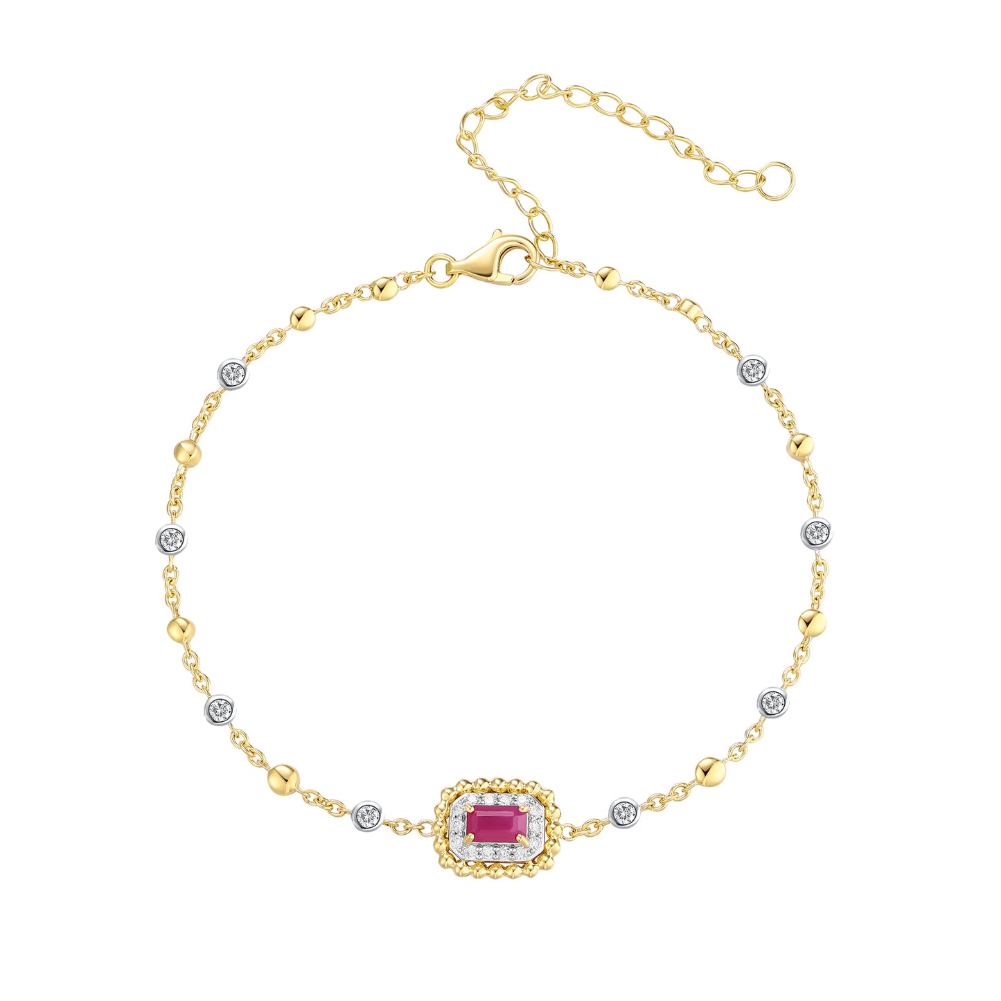 Carel 14K Classic Ruby Emerald Cut Diamond Bracelet