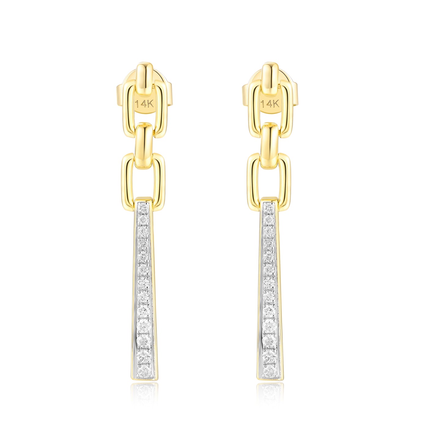 Carel 14K Chain Pave Diamond Earring