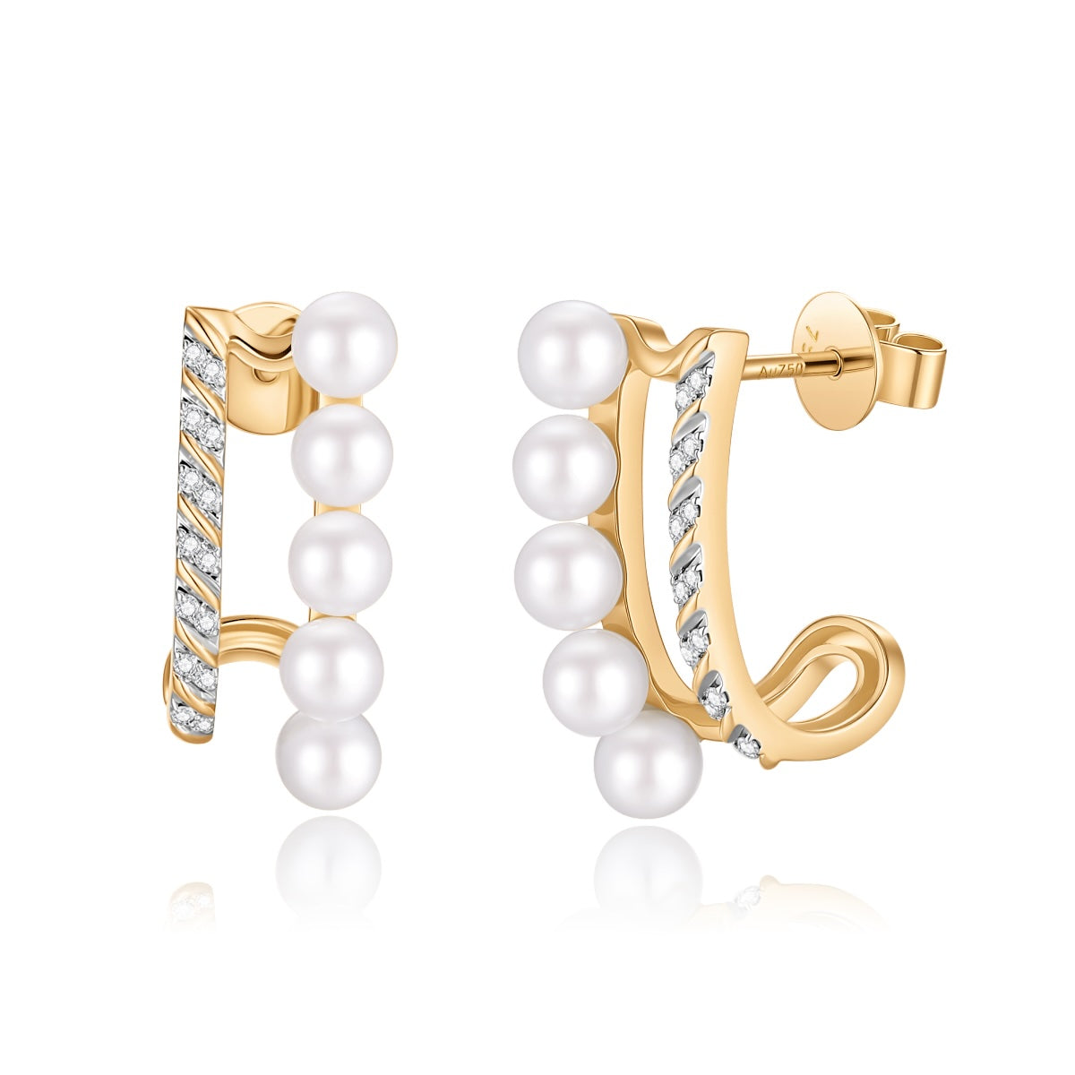 Carel 18K Diamond Pearl Earrings