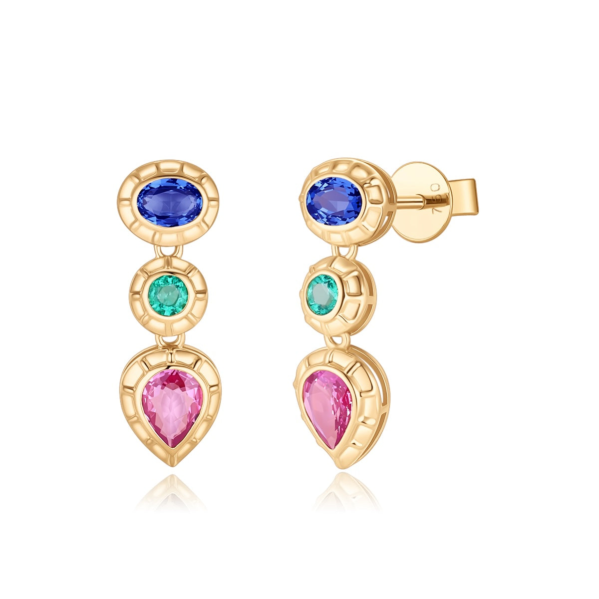 Carel 18K Coloured Gemstone Sapphire Emerald Ruby Earrings