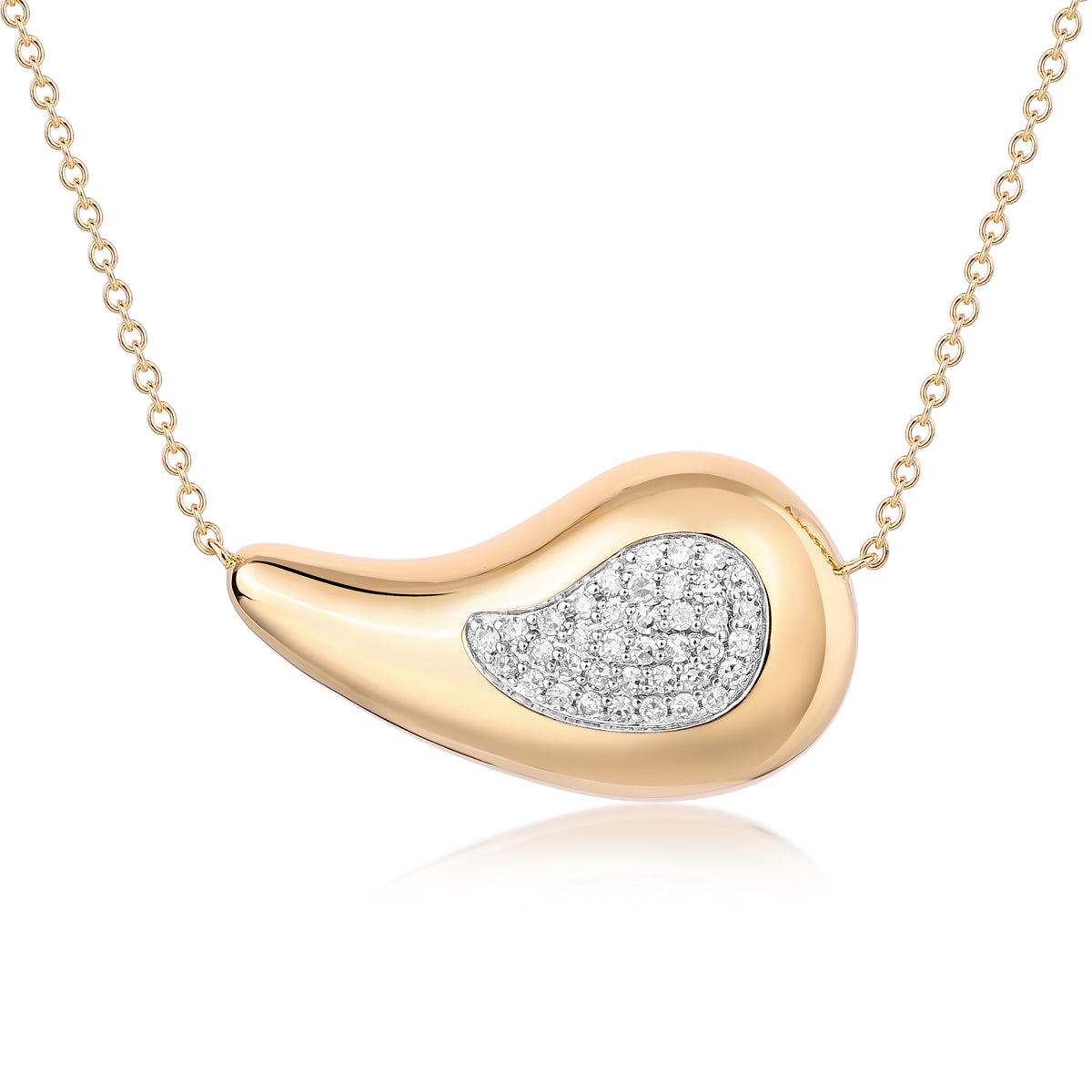 Carel 14K Pave Diamond Pear Shape Pendant Chain