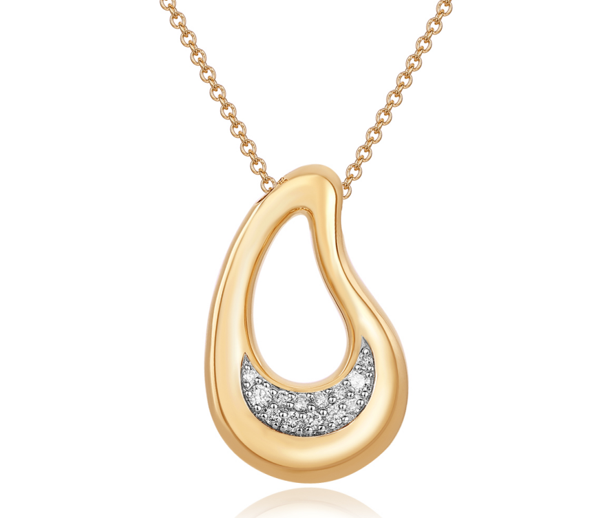 Carel 14K Moon Diamond Pear Shape Pendant Chain