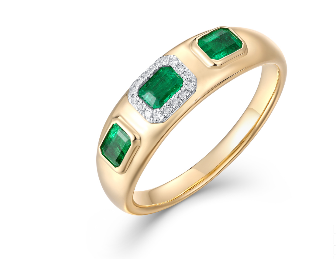 Carel 14K Emerald Diamond Ring