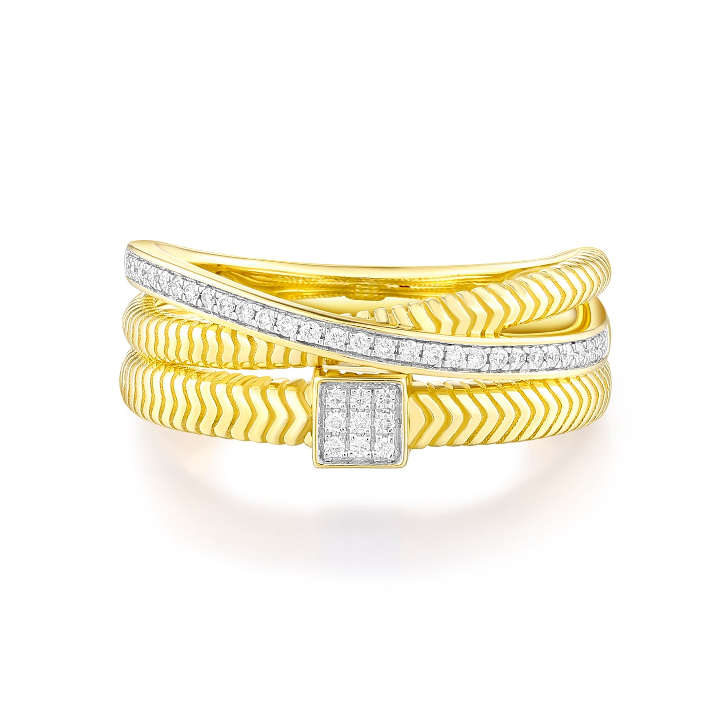 Carel 14K Nine-square Grid Twist Ring