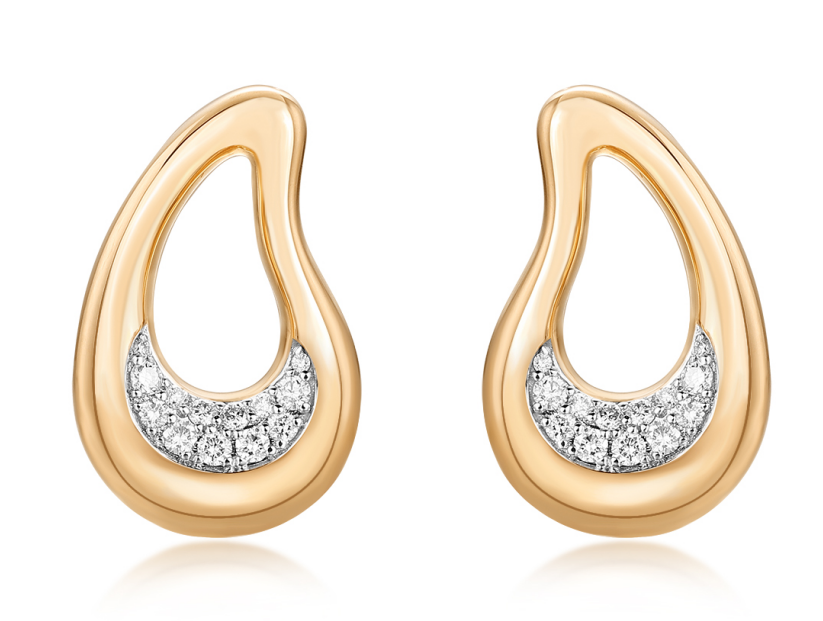 Carel 14K Moon Pear Shape Diamond Earring