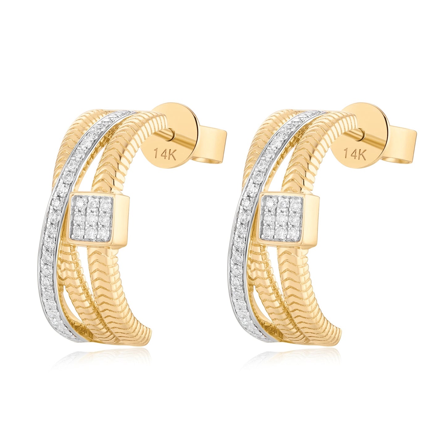 Carel 14K Nine-square Grid Twist Earring