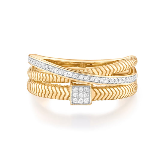 Carel 14K Nine-square Grid Twist Ring