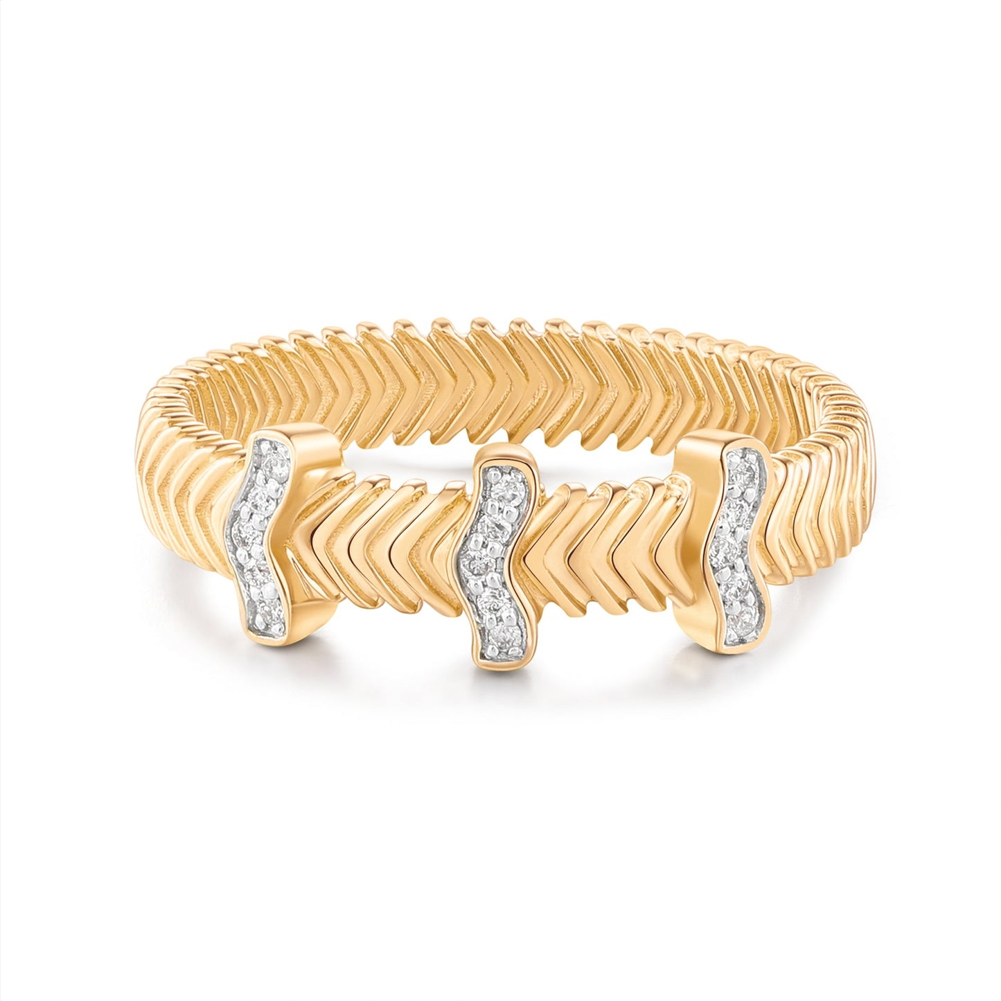 Carel 14K Ripple Diamond Ring