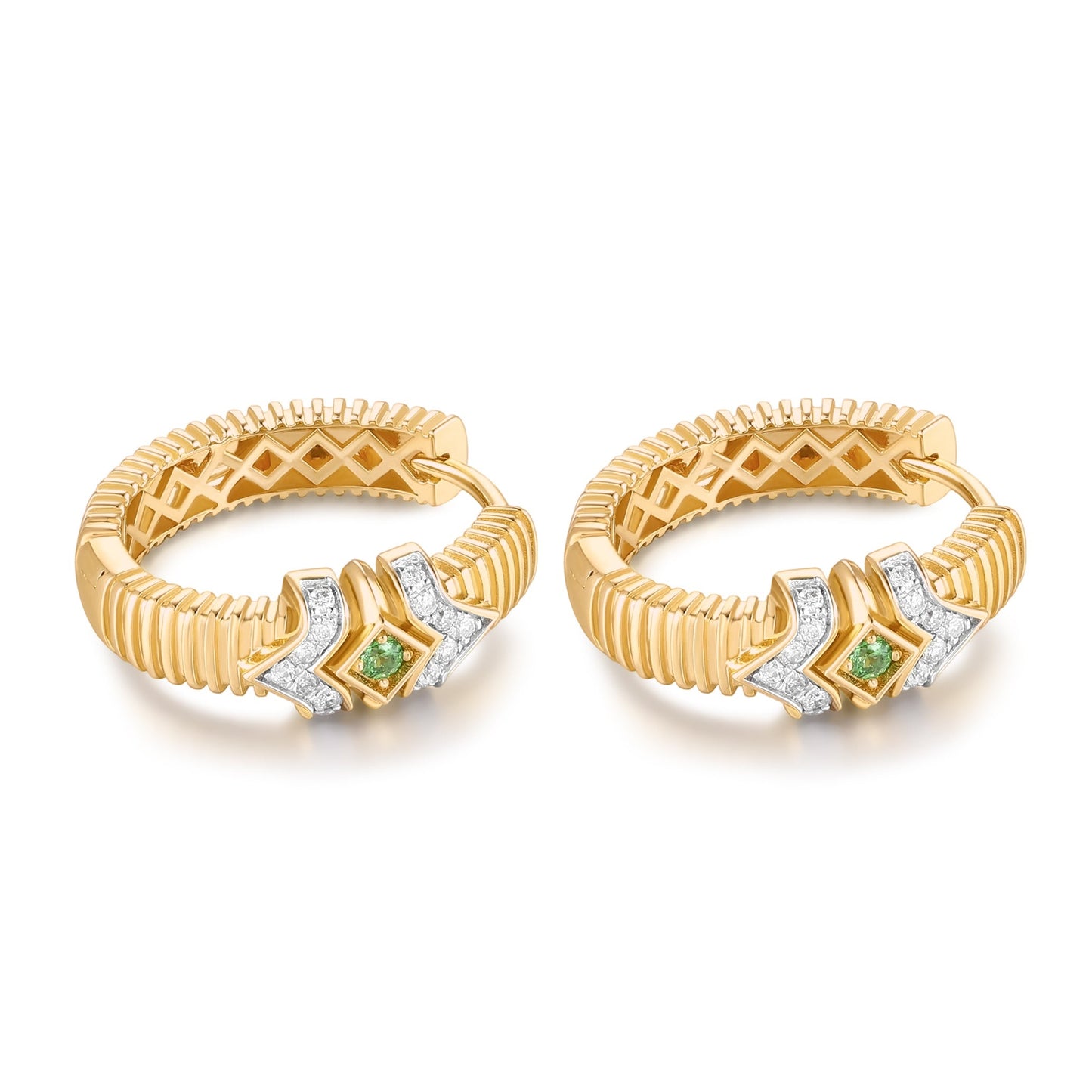 Carel 14K Ripple Emerald Diamond Earring