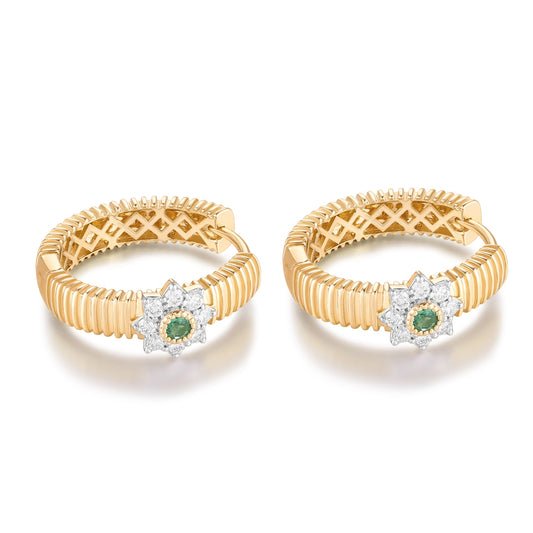 Carel 14K Emerald Flower Diamond Earring