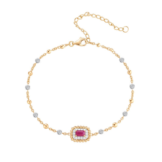 Carel 14K Classic Ruby Emerald Cut Diamond Bracelet