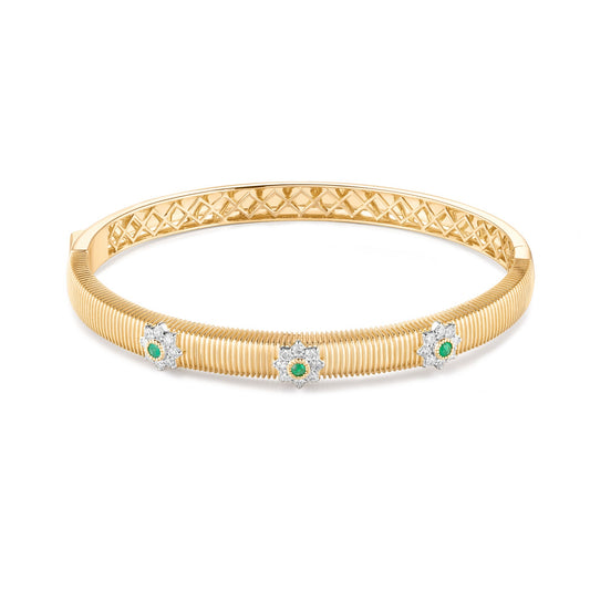 Carel 14K Emerald Flower Diamond Bangle