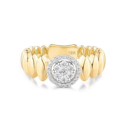 Carel 18K Granule Round Cut Diamond Ring