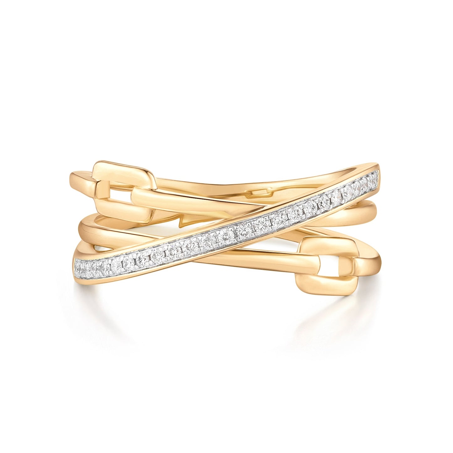 Carel 14K Chain Pave Diamond Ring