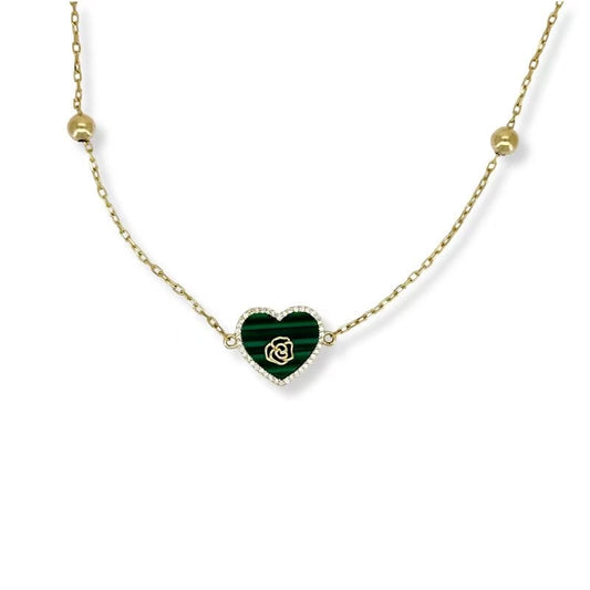 Carel 14K Malachite Heart Shape Bracelet
