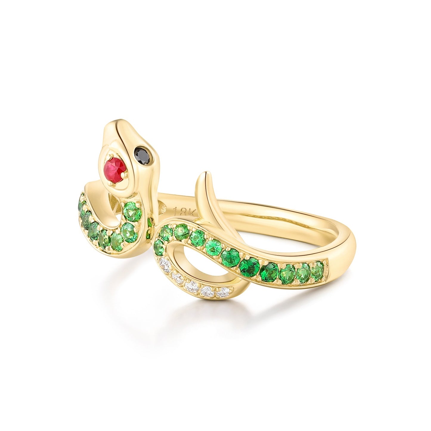Carel 18K Emerald Snake Ring