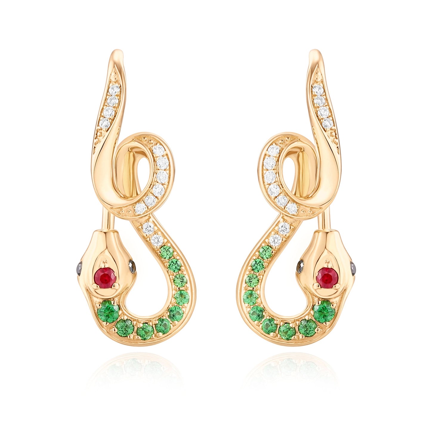 Carel 18K Green Snake Earring
