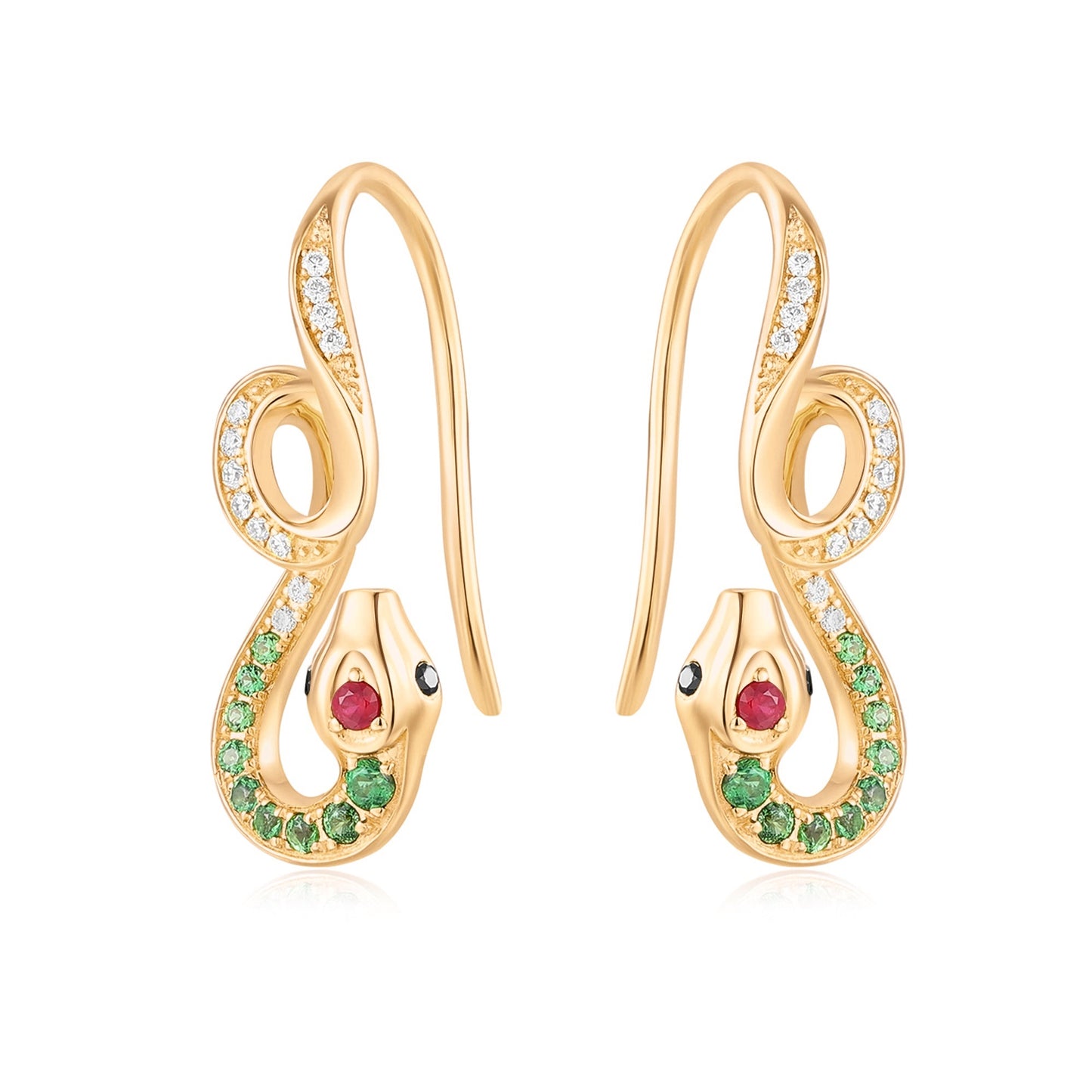 Carel 18K Green Snake Earring