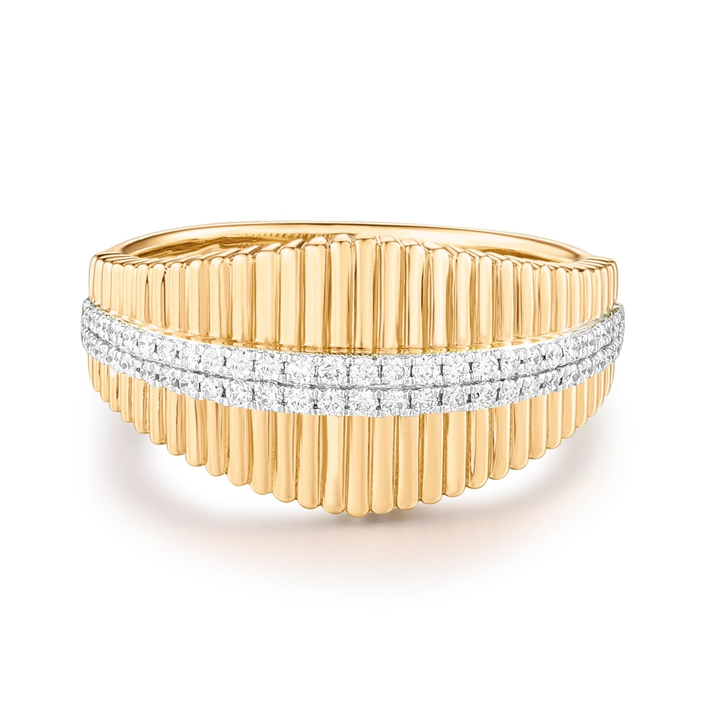 Carel 14K Stria Pave Diamond Ring