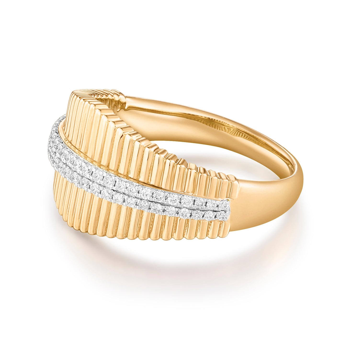 Carel 14K Stria Pave Diamond Ring