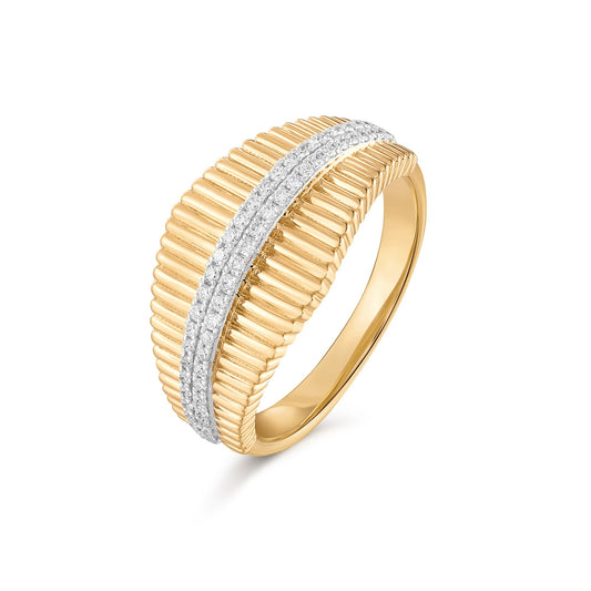 Carel 14K Stria Pave Diamond Ring