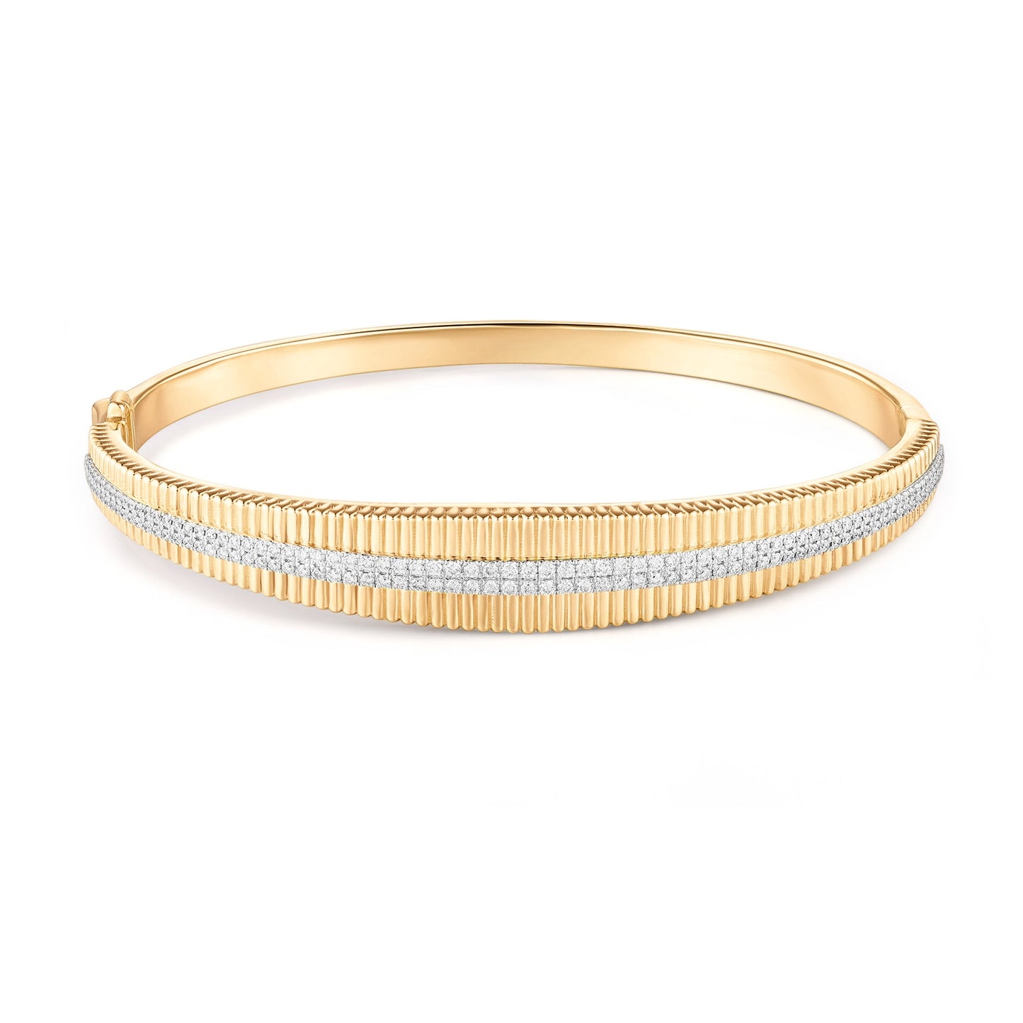 Carel 14K Stria Pave Diamond Bangle