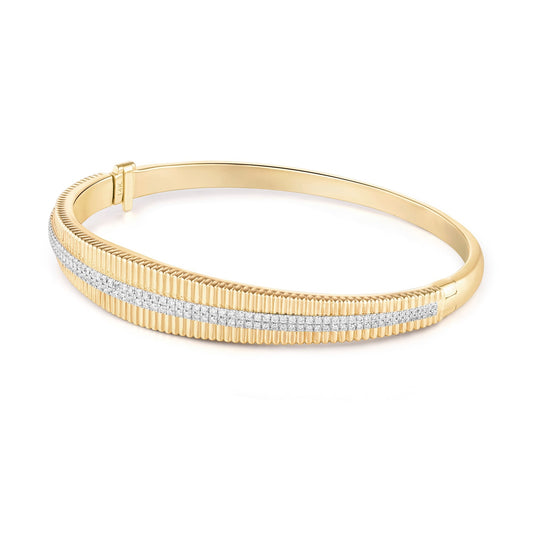 Carel 14K Stria Pave Diamond Bangle