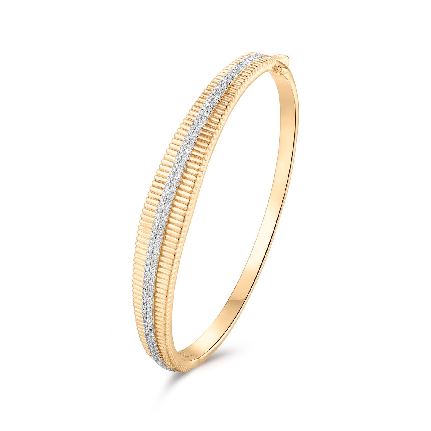 Carel 14K Stria Pave Diamond Bangle