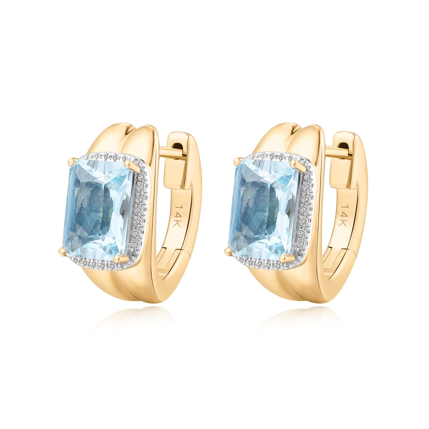 Carel 14K Octagon Cut Aquamarine Earring