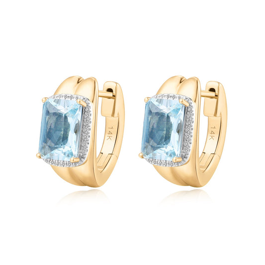 Carel 14K Octagon Cut Aquamarine Earring