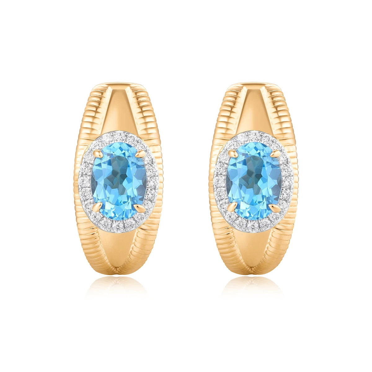 Carel 14K Blue To­paz Oval Cut Earring