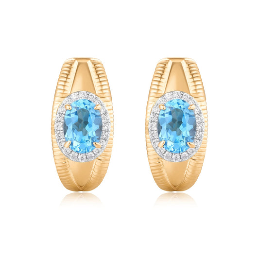 Carel 14K Blue To­paz Oval Cut Earring