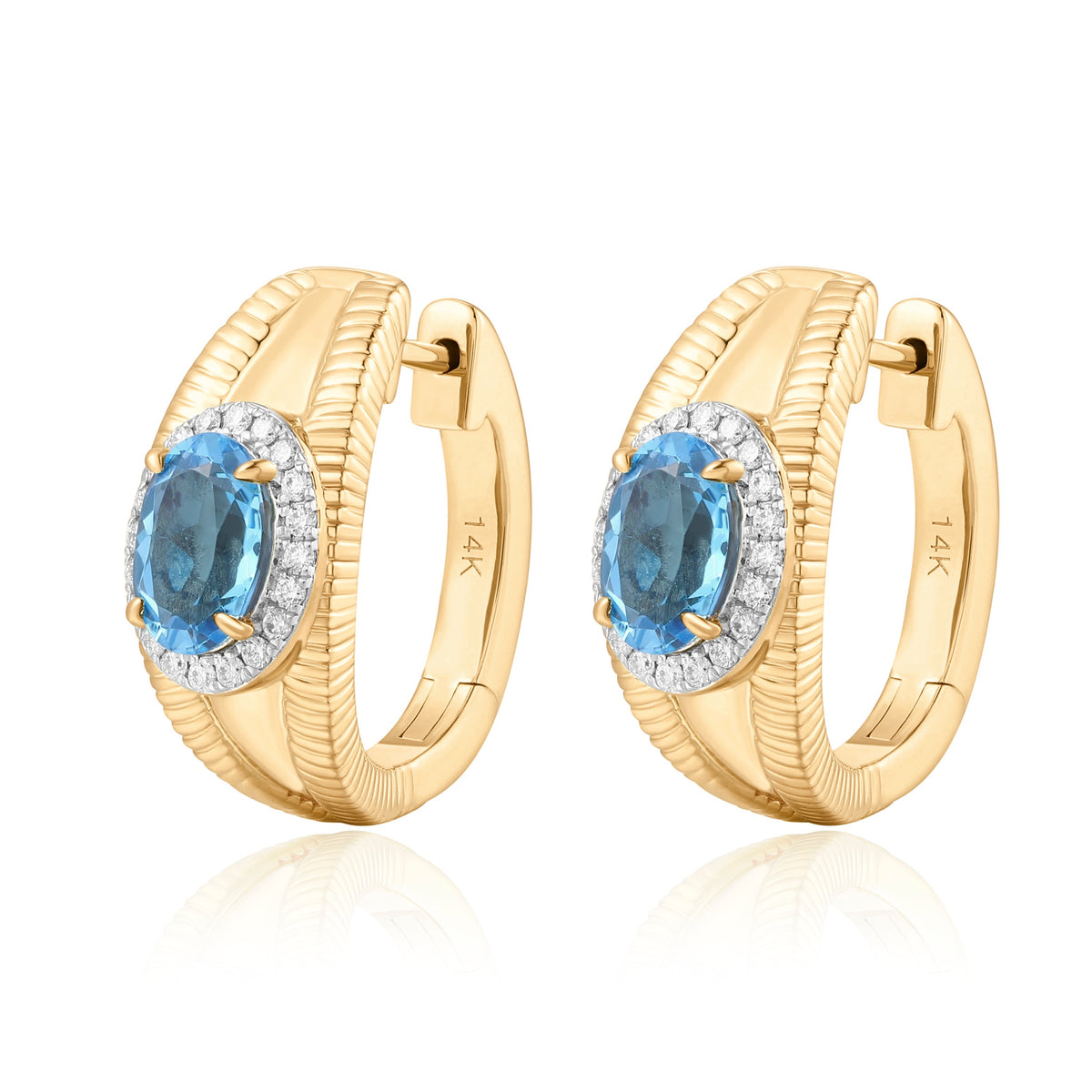Carel 14K Blue To­paz Oval Cut Earring