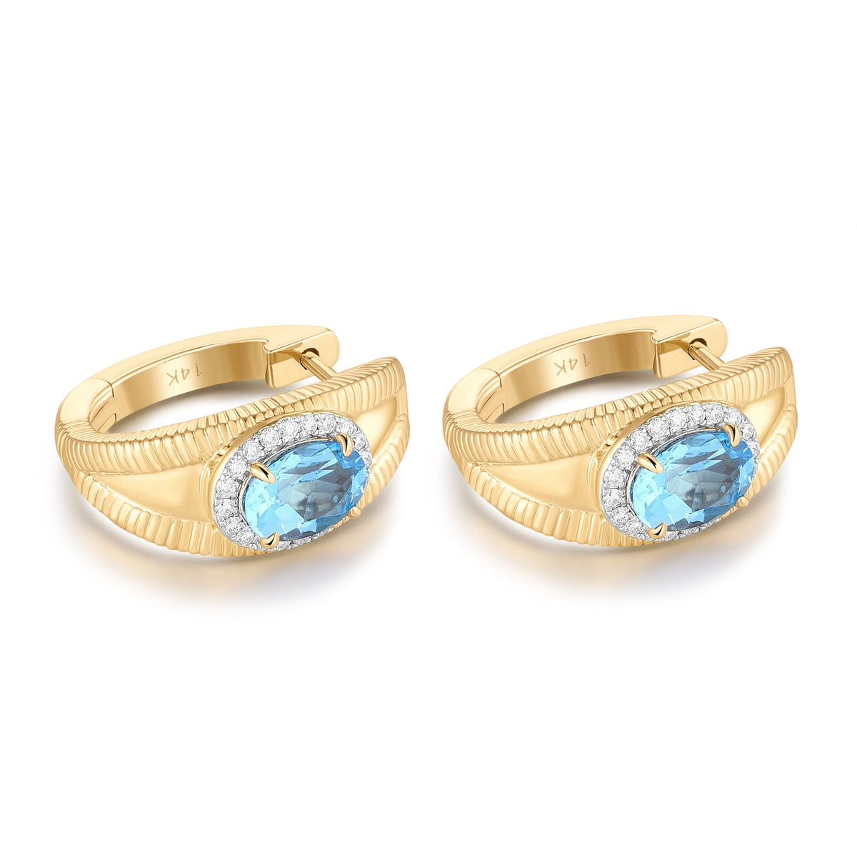 Carel 14K Blue To­paz Oval Cut Earring