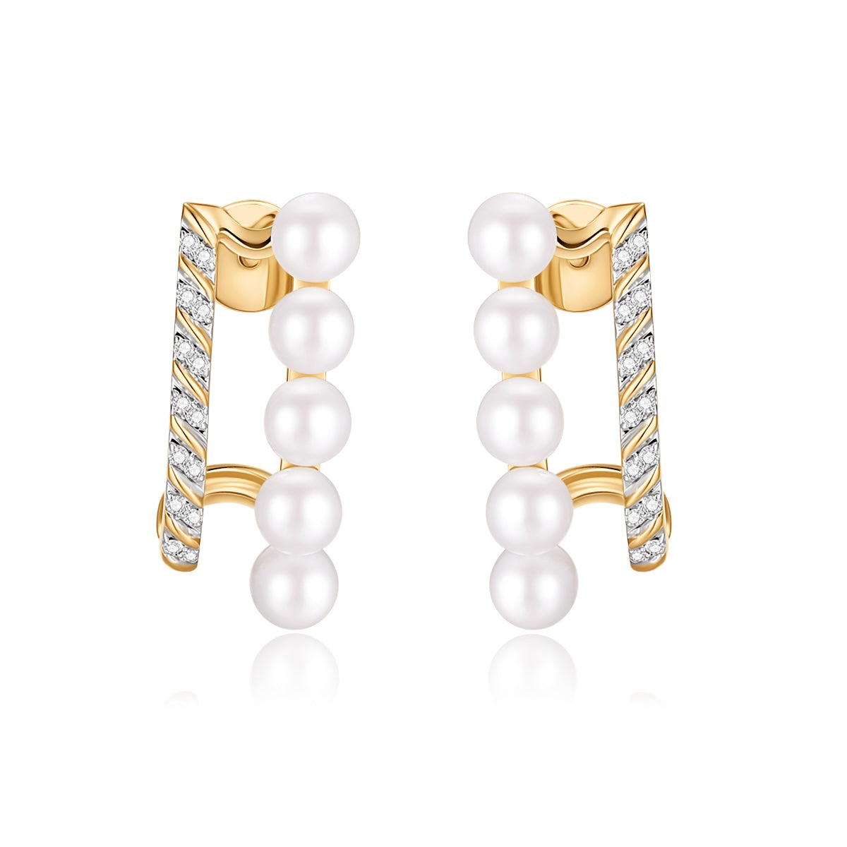Carel 18K Diamond Pearl Earrings