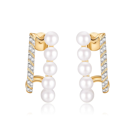 Carel 18K Diamond Pearl Earrings