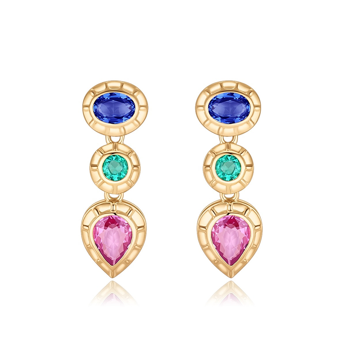 Carel 18K Coloured Gemstone Sapphire Emerald Ruby Earrings